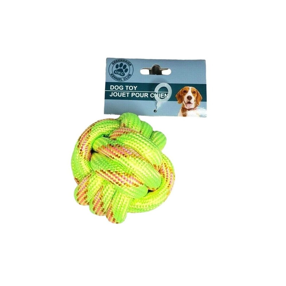 GKC Dog Rope Ball - Lime Green Small Chewable Dog Toy by Greenbrier Kennel Club